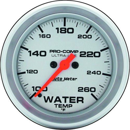 Autometer Gauge, Ultra-Lite, Water Temperature 100-260 Degrees F 2 5/8 in. Analog Electrical, Each