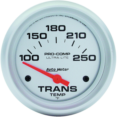 Autometer Gauge, Ultra-Lite, Transmission Temperature, 2 5/8 in, 100-250 Degrees F, Electrical, Each