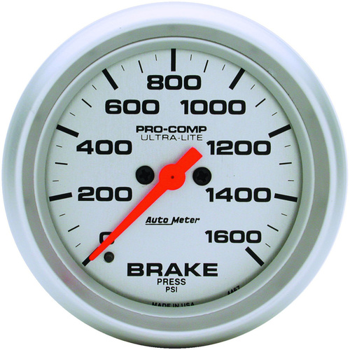Autometer Gauge, Ultra-Lite, Brake Pressure, 2 5/8 in., 1600psi, Digital Stepper Motor, Analog, Each