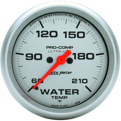 Autometer Gauge, Ultra-Lite, LOW Water Temperature, 2 5/8 in., 60-210 Degrees F, Digital Stepper Motor, Analog, Each