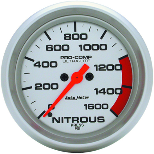 Autometer Gauge, Ultra-Lite, Nitrous Pressure, 2 5/8 in., 1600psi, Digital Stepper Motor, Analog, Each