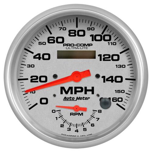 Autometer Gauge, Tach/Speedo, 5", 160Mph & 8K Rpm, Elec. Program., Ultra-Lite, Ultra-Lite