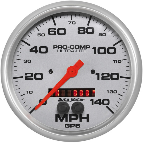 Autometer Gauge, Ultra-Lite, Speedometer, 5 in., 140mph, GPS, Analog, Each