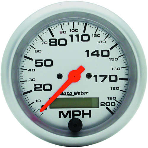 Autometer Gauge, Ultra-Lite, Speedometer, 3 3/8 in., 200mph, Electric Programmable w/ LCD Odometer, Analog, Each