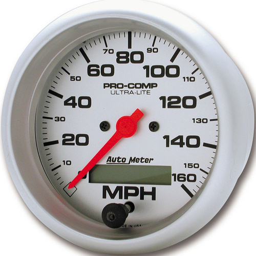 Autometer Gauge, Ultra-Lite, Speedometer, 3 3/8 in, 160mph, Electric Programmable w/ LCD Odometer, Analog, Each