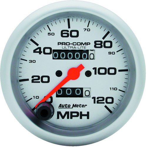 Autometer Gauge, Ultra-Lite, Speedometer, 3 3/8 in., 120mph, Mechanical, Analog, Each