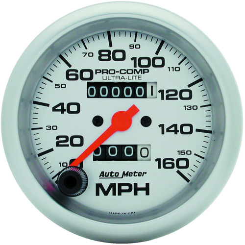 Autometer Gauge, Ultra-Lite, Speedometer, 3 3/8 in., 160mph, Mechanical, Analog, Each