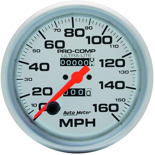 Autometer Gauge, Ultra-Lite, Speedometer, 5 in., 160mph, Mechanical, Analog, Each