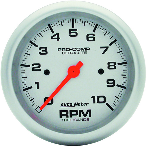Autometer Gauge, Ultra-Lite, Tachometer, 3 3/8 in., 0-10K RPM, In-Dash, Each