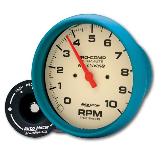 Autometer Gauge, Tach, 5", 10K Rpm, In-Dash, W/Peak Memory, Glow In Dark, Ultra-Nite, Ultra-Nite