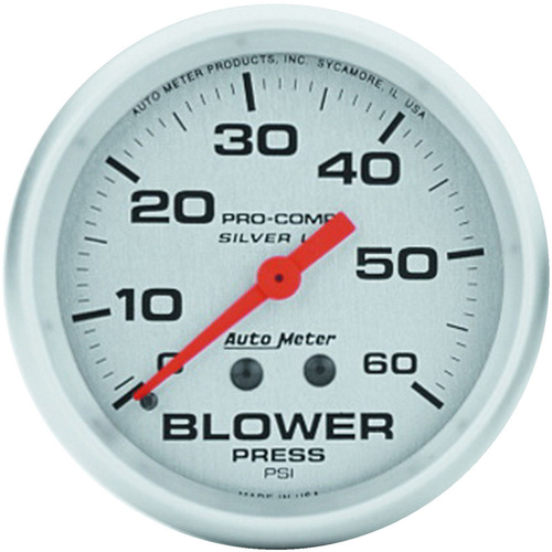 Autometer Gauge, Ultra-Lite, Blower Pressure, 2 5/8 in., 60psi, Liquid Filled Mechanical, Each