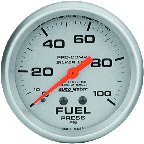Autometer Gauge, Ultra-Lite, Fuel Pressure, 2 5/8 in., 100psi, Liquid Filled Mechanical, Analog, Each