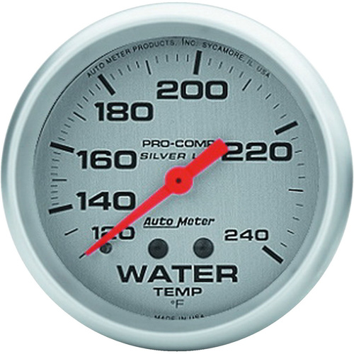 Autometer Gauge, Ultra-Lite, Water Temperature, 2 5/8 in., 120-240 Degrees F, Liquid Filled Mechanical, Analog, Each