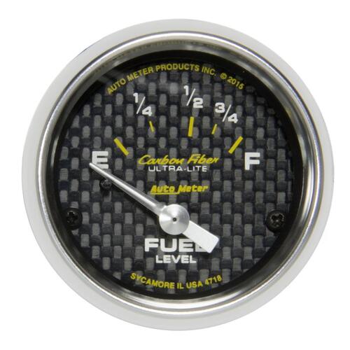 Autometer Gauge, Fuel Level, 2 1/16", 16Ωe To 158Ωf, Elec, Carbon Fiber, Carbon Fiber