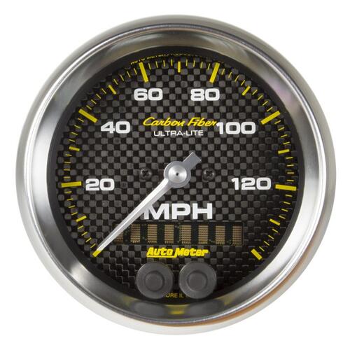 Autometer Gauge, Speedometer, 3 3/8", 140Mph, Gps, Carbon Fiber, Carbon Fiber