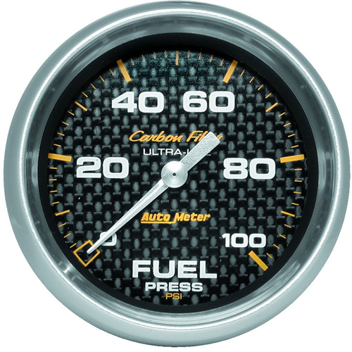 Autometer Gauge, Carbon Fiber, Fuel Pressure, 2 5/8 in., 100psi, Digital Stepper Motor, Analog, Each