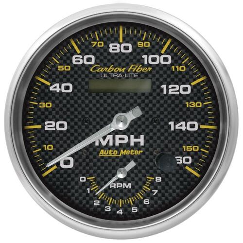 Autometer Gauge, Tach/Speedo, 5", 160Mph & 8K Rpm, Elec. Program., Carbon Fiber, Carbon Fiber