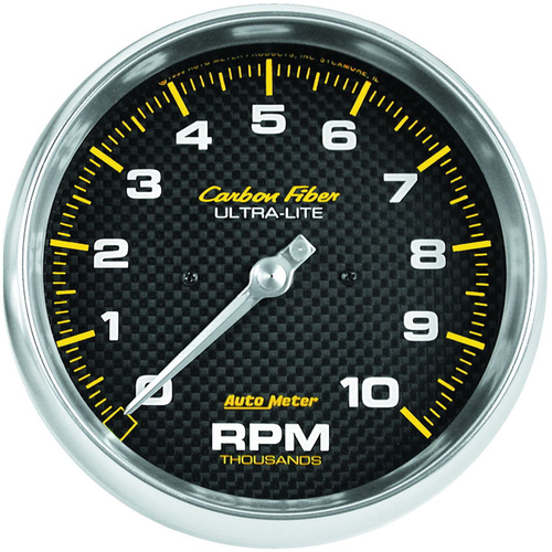 Autometer Gauge, Carbon Fiber, Tachometer, 5 in., 0-10K RPM, In-Dash, Analog, Each
