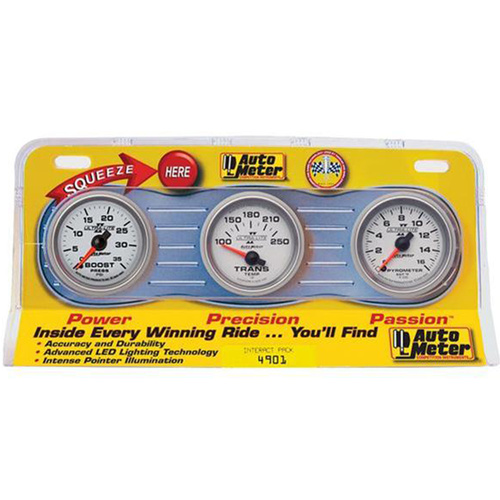 Autometer Gauge Set, Ultra-Lite II, Analog Boost Pyrometer Transmission Temperature 2 1/16 in. Kit