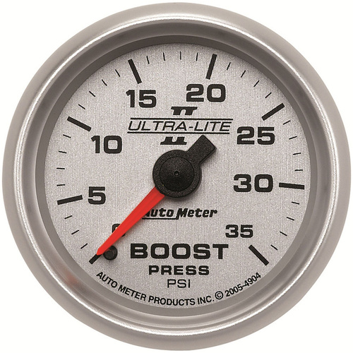 Autometer Gauge, Ultra-Lite II, Boost, 2 1/16 in., 35psi, Mechanical, Analog, Each