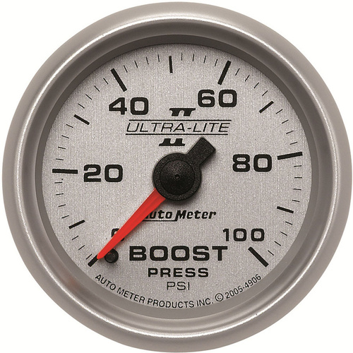 Autometer Gauge, Ultra-Lite II, Boost, 2 1/16 in., 100psi, Mechanical, Each