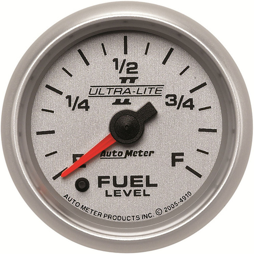 Autometer Gauge, Ultra-Lite II, Fuel Level, 2 1/16 in., 0-280 Ohms Programmable, Analog, Each