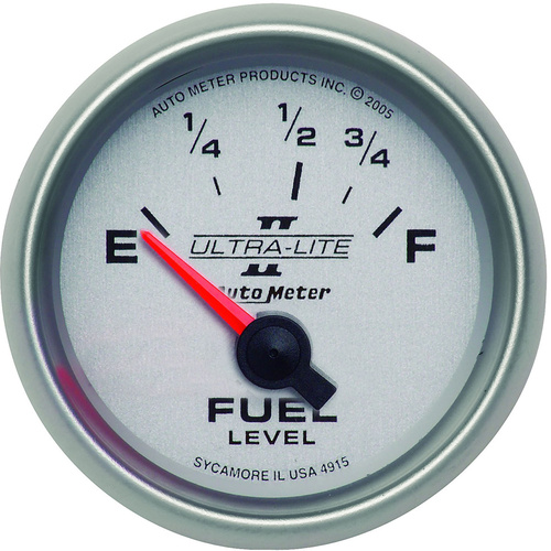 Autometer Gauge, Ultra-Lite II, Fuel Level, 2 1/16 in., 73-10 Ohms, Electrical, Analog, Each