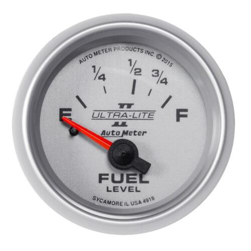 Autometer Gauge, Fuel Level, 2 1/16", 16Ωe To 158Ωf, Elec, Ultra-Lite Ii, Ultra-Lite Ii