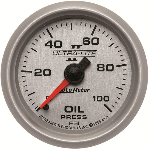 Autometer Gauge, Ultra-Lite II, Oil Pressure, 2 1/16 in., 100psi, Mechanical, Analog, Each