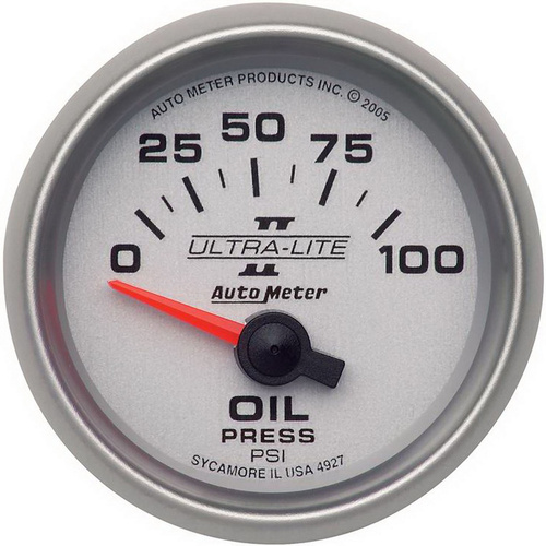 Autometer Gauge, Ultra-Lite II, Oil Pressure, 2 1/16 in., 100psi, Electrical, Analog, Each
