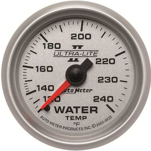 Autometer Gauge, Ultra-Lite II, Water Temperature, 2 1/16 in., 120-240 Degrees F, Mechanical, Analog, Each