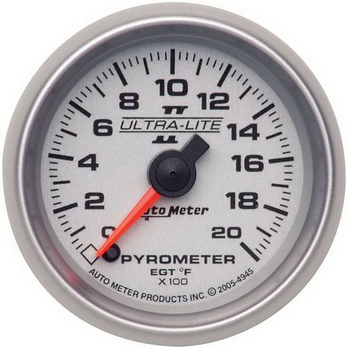 Autometer Gauge, Ultra-Lite II, Pyrometer (EGT), 2 1/16 in., 2000 Degrees F, Digital Stepper Motor, Analog, Each