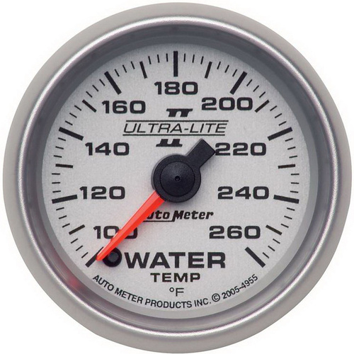 Autometer Gauge, Ultra-Lite II, Water Temperature, 2 1/16 in., 100-260 Degrees F, Digital Stepper Motor, Analog, Each