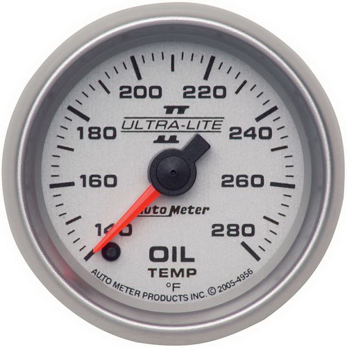 Autometer Gauge, Ultra-Lite II, Oil Temperature, 2 1/16 in., 140-280 Degrees F, Digital Stepper Motor, Analog, Each