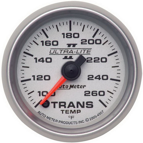 Autometer Gauge, Ultra-Lite II, Transmission Temperature, 2 1/16 in., 100-260 Degrees F, Digital STEPPER MTR, Analog, Each