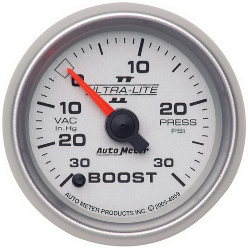 Autometer Gauge, Ultra-Lite II, Vacuum/Boost, 2 1/16 in., 30 in. Hg/30psi, Digital Stepper Motor, Each