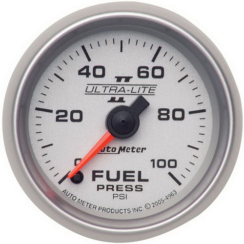 Autometer Gauge, Ultra-Lite II, Fuel Pressure, 2 1/16 in., 100psi, Digital Stepper Motor, Analog, Each
