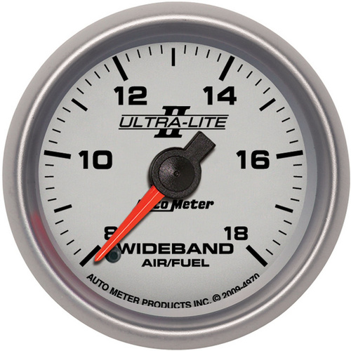 Autometer Gauge, Ultra-Lite II, AIR/FUEL RATIO-WIDEBAND, ANALOG, 2 1/16 in., 8:1-18:1, Stepper Motor,