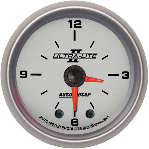 Autometer Gauge, Analog, Ultra-Lite II, Clock, 2 1/16 in., 12hr, Each