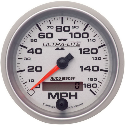 Autometer Gauge, Ultra-Lite II, Speedometer, 3 3/8 in., 160mph, Electric Programmable, Analog, Each