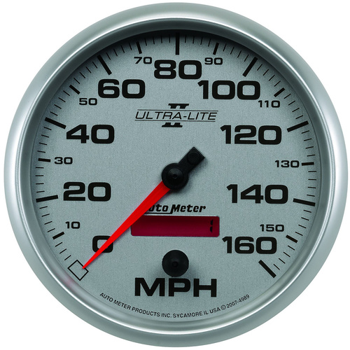 Autometer Gauge, Ultra-Lite II, Speedometer, 5 in., 160mph, Electric Programmable, Analog, Each