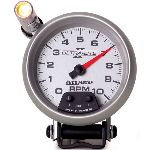 Autometer Gauge, Ultra-Lite II, Tachometer, 3 3/4 in., 0-10K RPM, Pedestal w/ EXT. Quick-Lite, Analog, Each