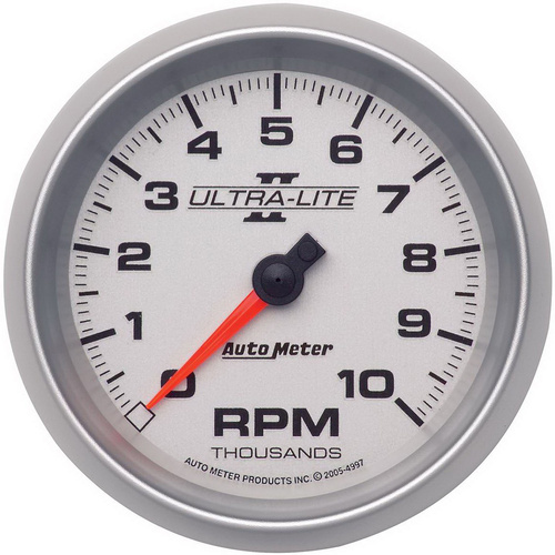 Autometer Gauge, Ultra-Lite II, Tachometer, 3 3/8 in., 0-10K RPM, In-Dash, Analog, Each