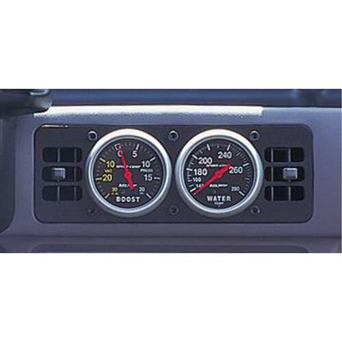 Autometer Gauge Mount, Gauge Cage W/Vents, Dual, 2 5/8", Black, Mustang 87-93 Fox, Mounting Solution
