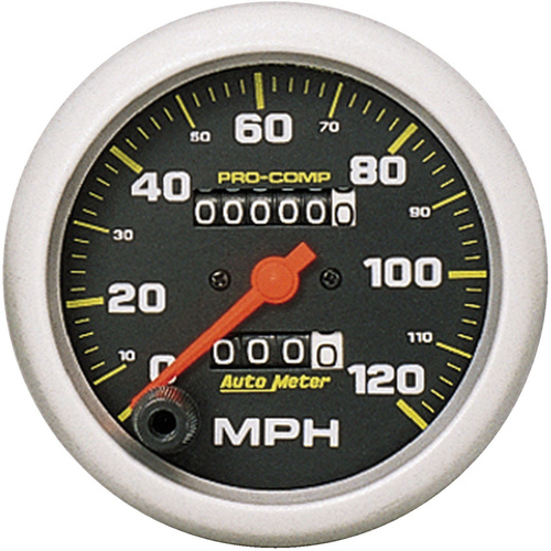 Autometer Gauge, Pro-Comp, Speedometer, 3 3/8 in, 120mph, Mechanical, Analog, Each