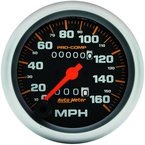 Autometer Gauge, Pro-Comp, Speedometer, 3 3/8 in., 160mph, Mechanical, Analog, Each