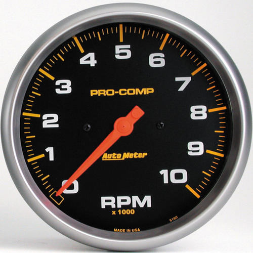 Autometer Gauge, Pro-Comp, Tachometer, 5 in., 0-10K RPM, In-Dash, Analog, Each