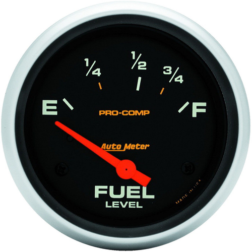 Autometer Gauge, Pro-Comp, Fuel Level, 2 5/8 in., 73-10 Ohms, Electrical, Analog, Each