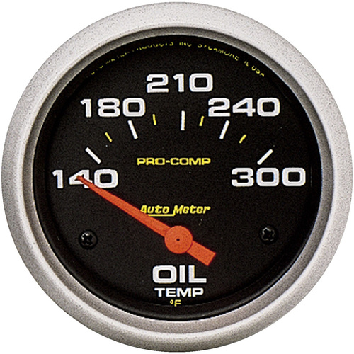 Autometer Gauge, Pro-Comp, Oil Temperature, 2 5/8 in., 140-300 Degrees F, Electrical, Analog, Each