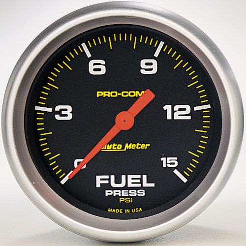 Autometer Gauge, Pro-Comp, Fuel Pressure, 2 5/8 in., 15psi, Digital Stepper Motor, Analog, Each